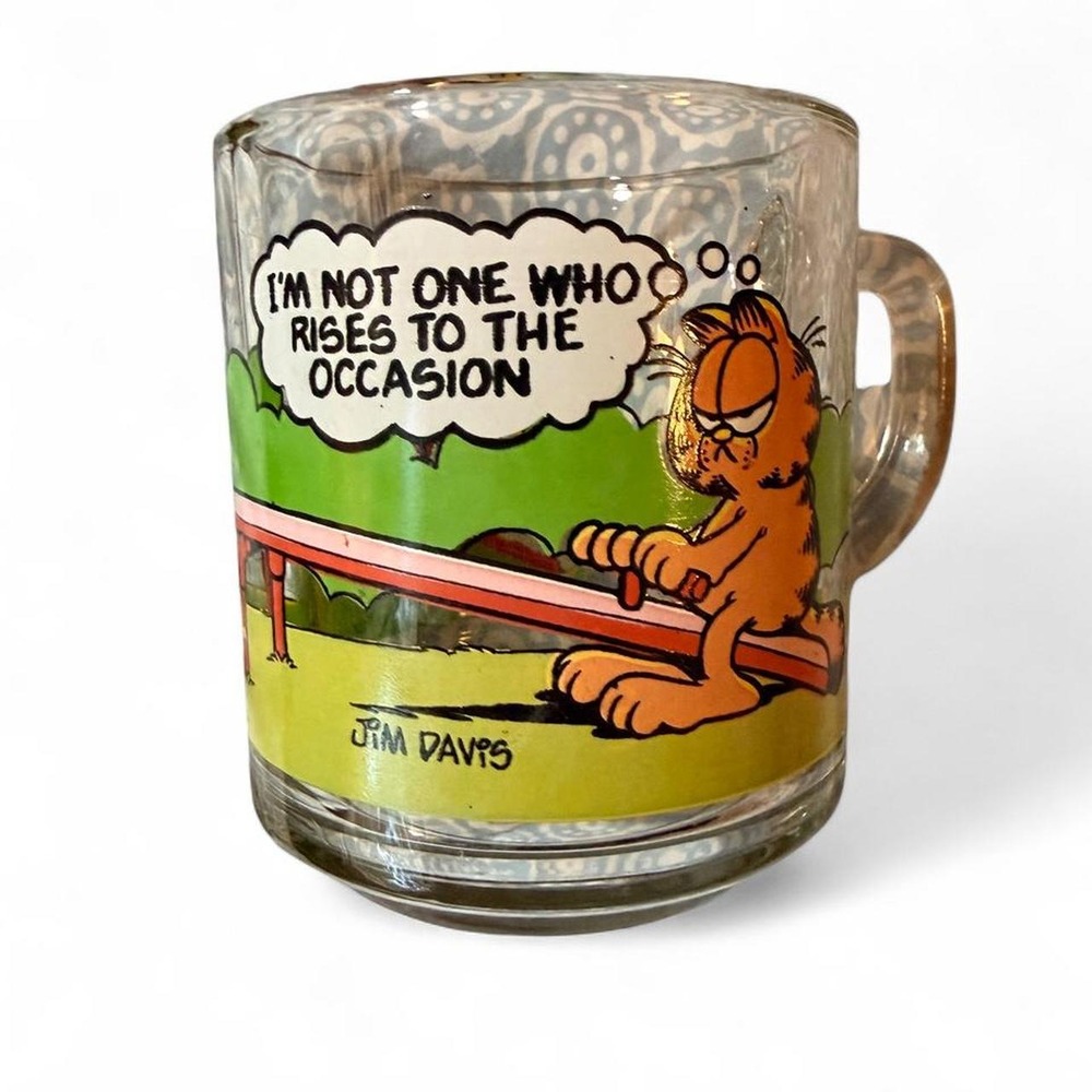 Vintage 1978-1980 McDonald's Garfield & Friends Clear Glass Mug